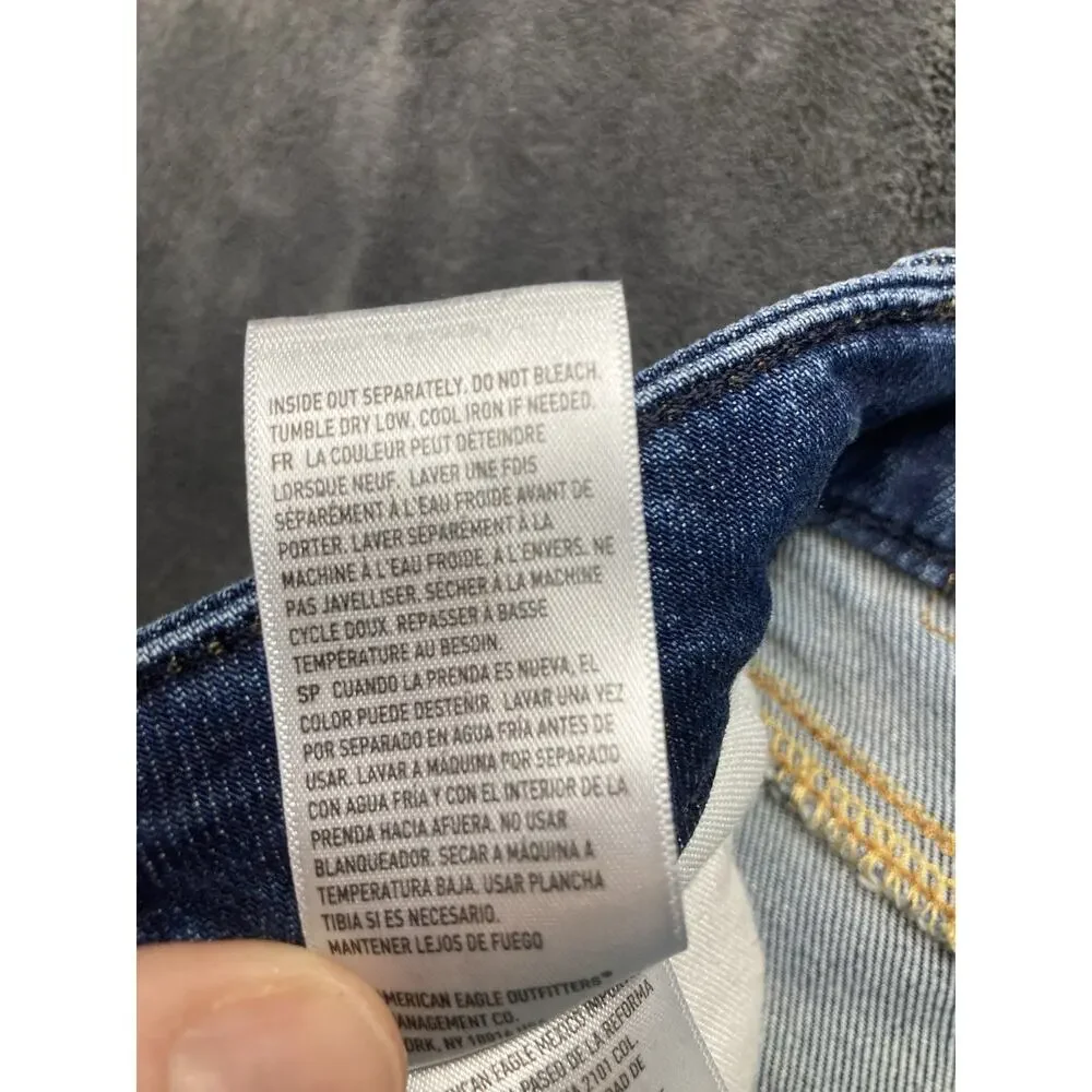 AE Airflex Slim Straight Jean Men 31x34 Distress Med Wash Americana Street Wear